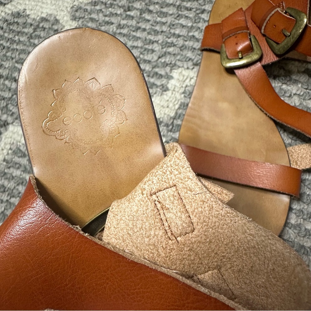 Ecote Brown Strappy Buckle Sandals - Picture 5 of 5
